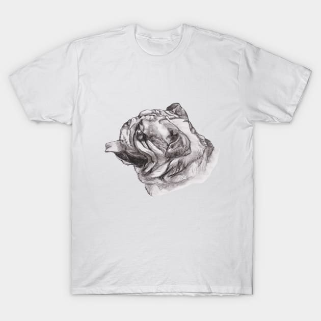 Classic English Bulldog Dog Profile Drawing T-Shirt by lalanny